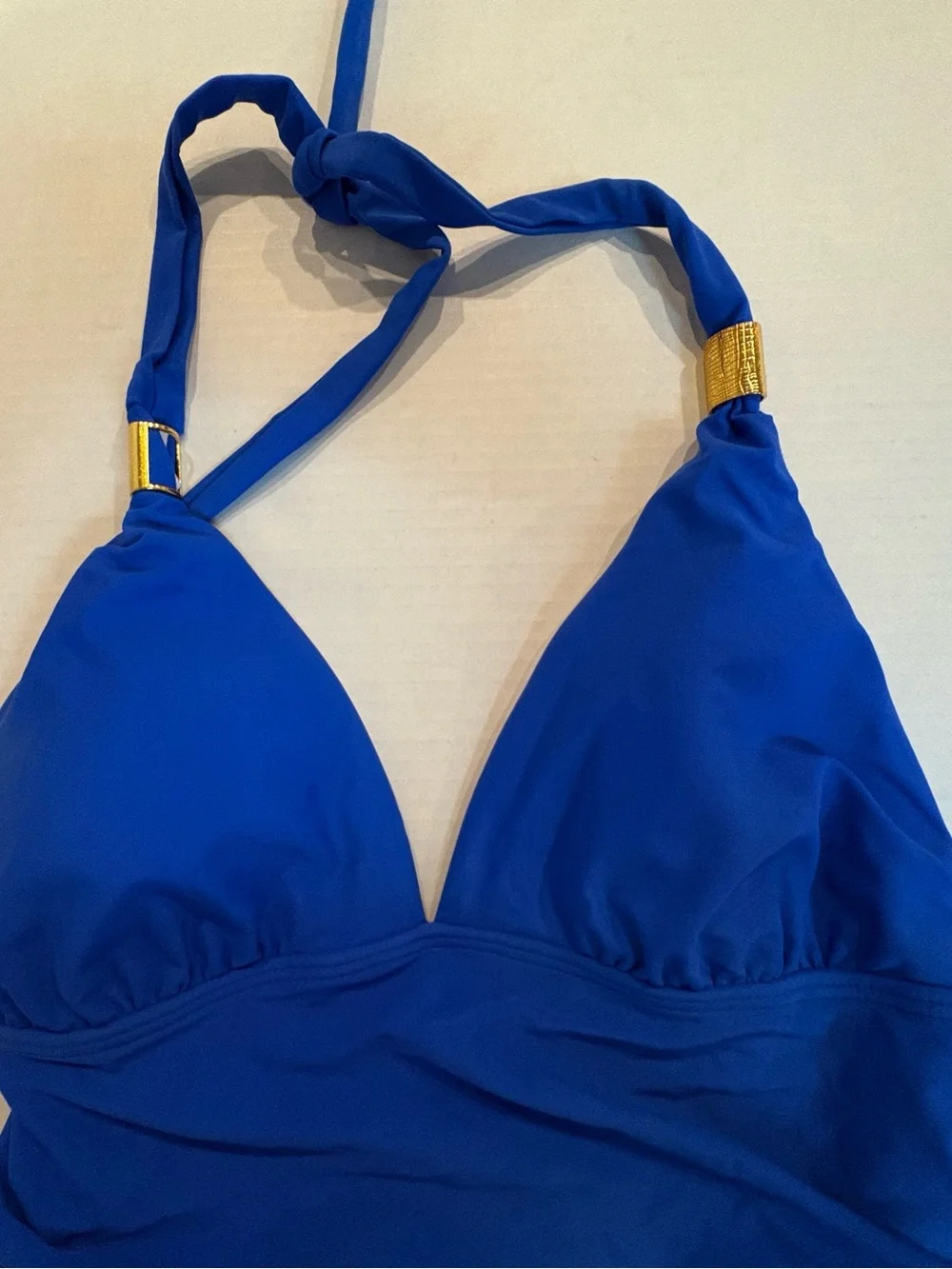 Royal Blue One-Piece Swimsuit with Halter Neck